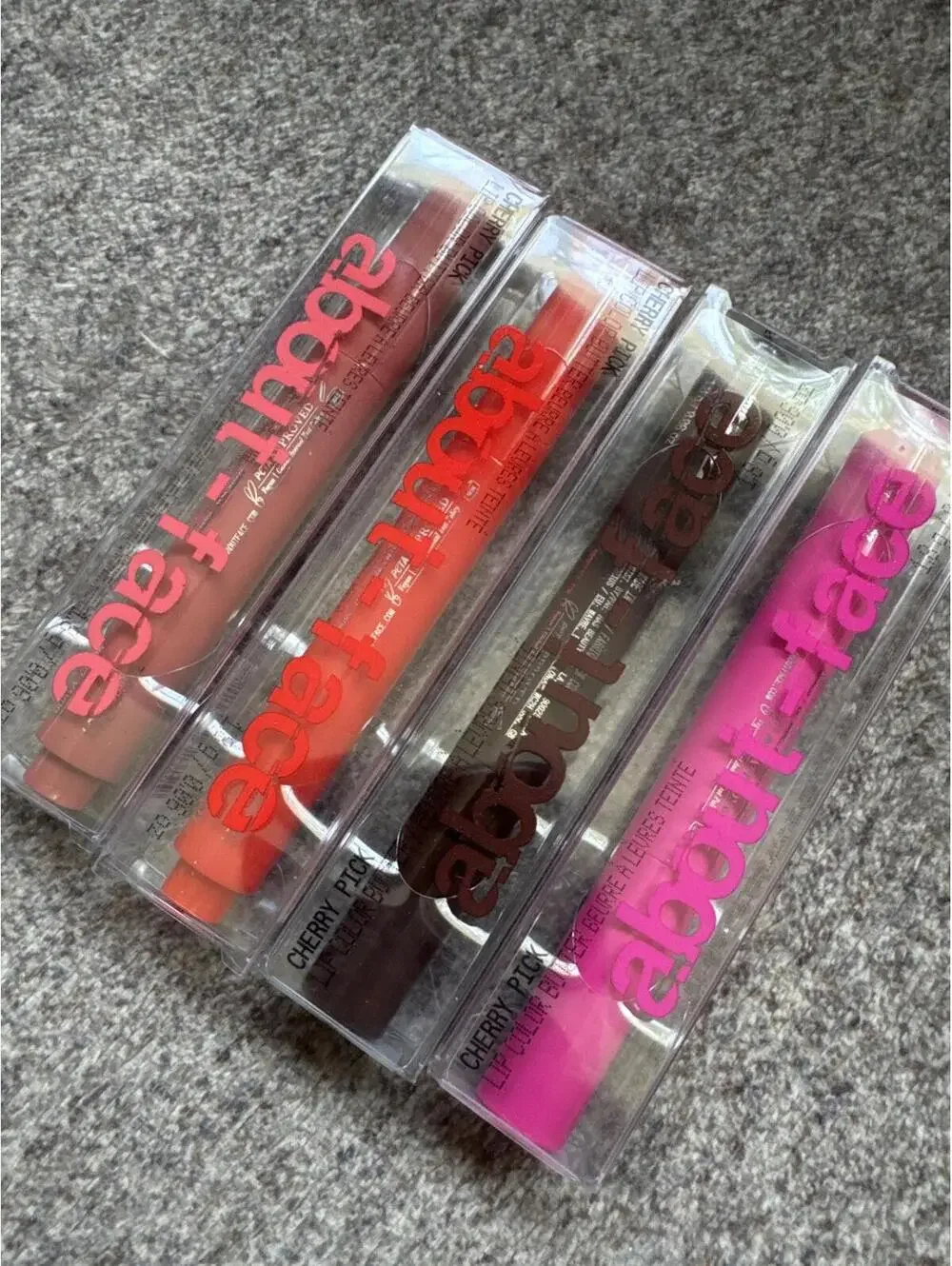 About-Face Cherry Pick Lip Color Balm Set – 4 Shades NIB